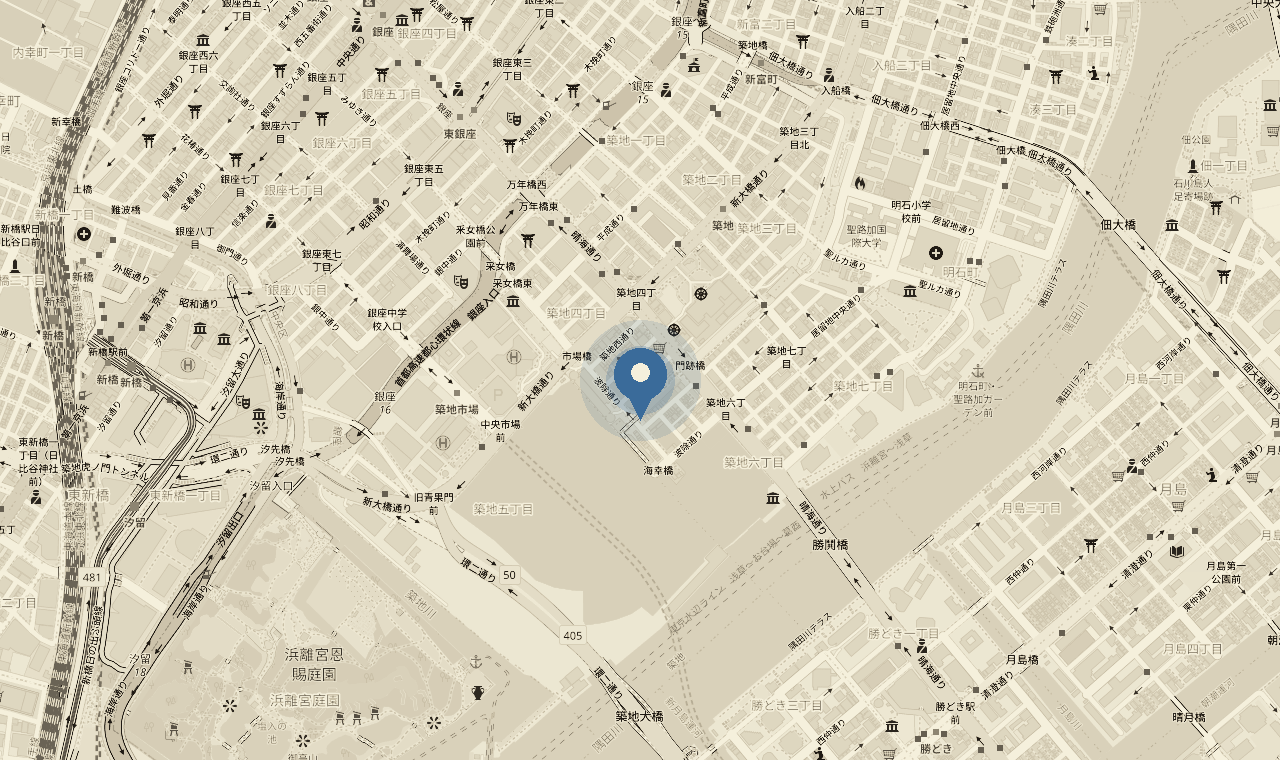 地図: 築地1-13-11 高橋ビル1F