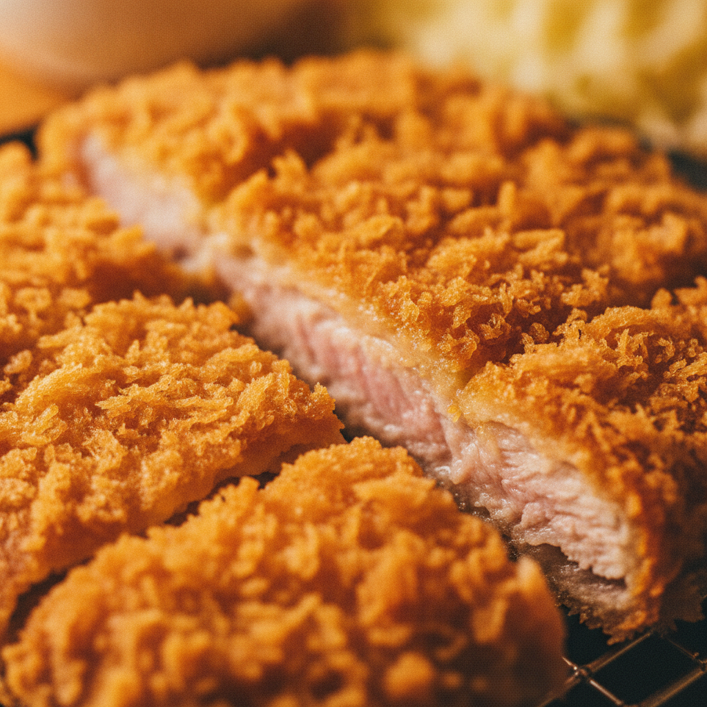 Close-up of crispy golden panko crust